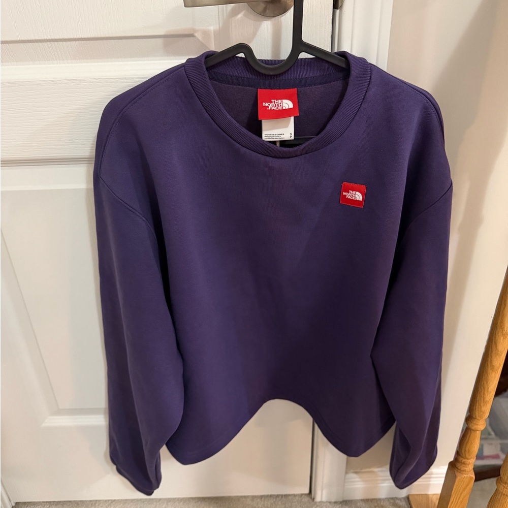The North Face Deep Purple Crewneck Sweatshirt with Red Logo - Women's